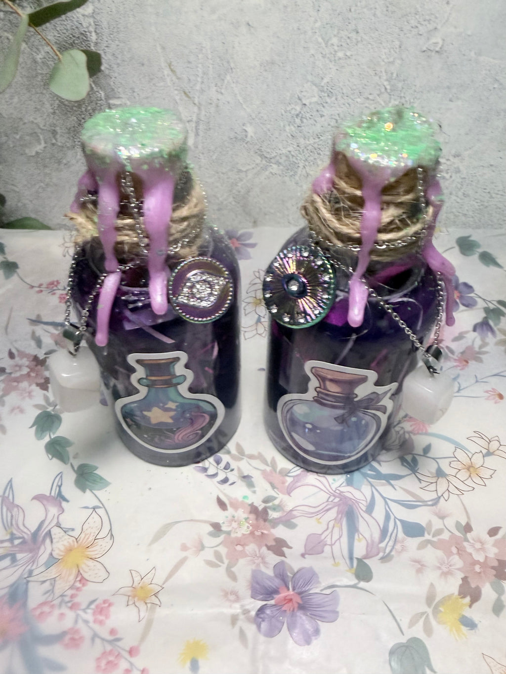 🔮 Amethyst Veil Shimmering Apothecary Bottles 🔮