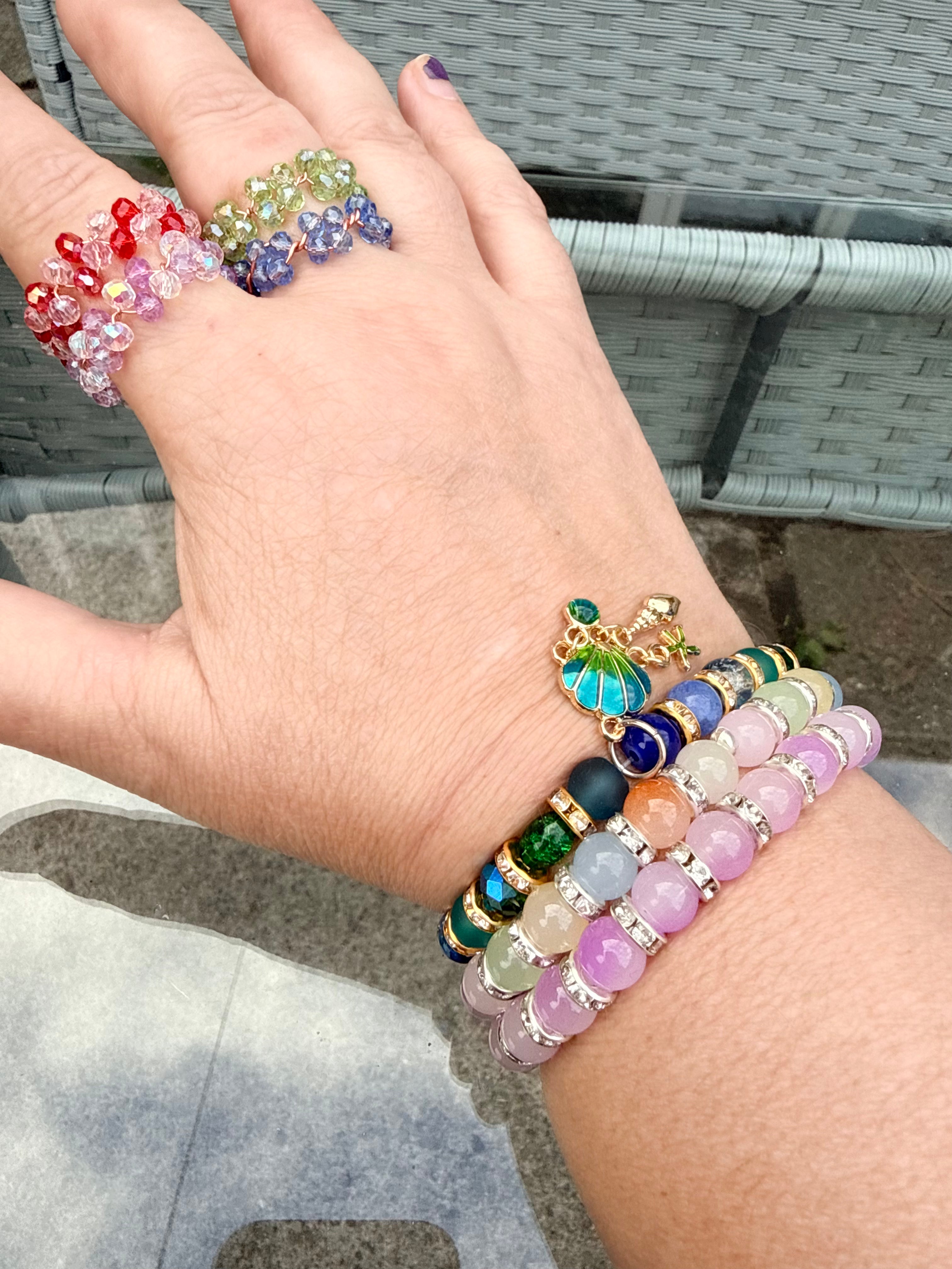 🦋 New Beaded Glass Wire Rings 🦋
